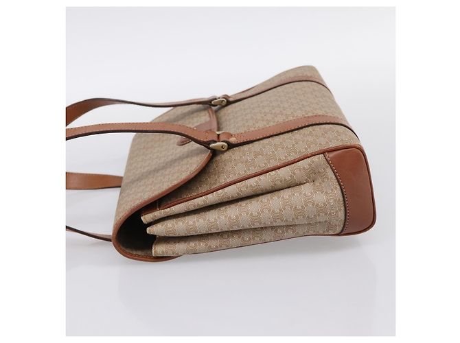 Céline Borsa a mano CELINE Macadam Canvas PVC Beige Gold Auth 198262 D'oro - vista 3