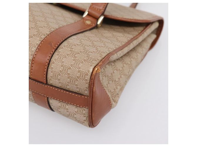 Céline Borsa a mano CELINE Macadam Canvas PVC Beige Gold Auth 198262 D'oro - vista 9