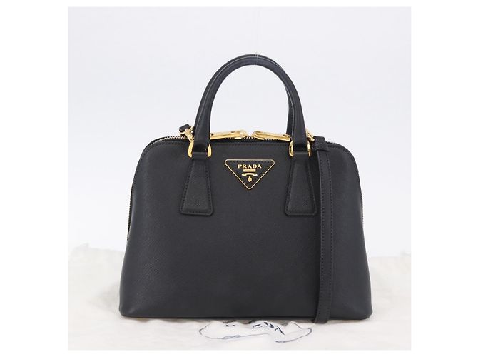 Borsa a mano PRADA pelle Saffiano 2way Nero Oro Auth 198741V D'oro - vista 12