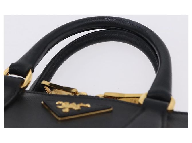 Borsa a mano PRADA pelle Saffiano 2way Nero Oro Auth 198741V D'oro - vista 14