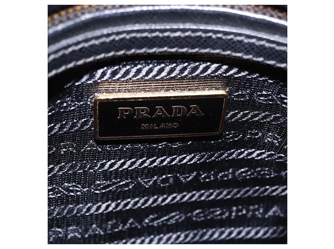 Borsa a mano PRADA pelle Saffiano 2way Nero Oro Auth 198741V D'oro - vista 21