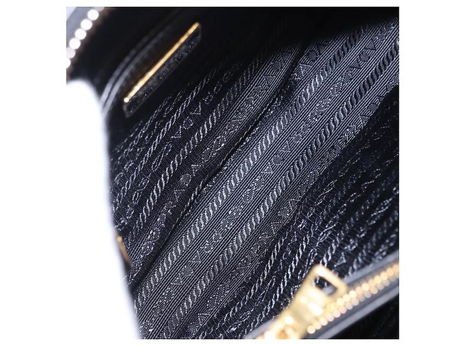 Borsa a mano PRADA pelle Saffiano 2way Nero Oro Auth 198741V D'oro - vista 22