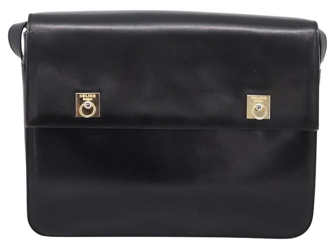 Céline Borsa a tracolla CELINE in pelle nera e oro Auth mr2828 Nero D'oro - vista 13