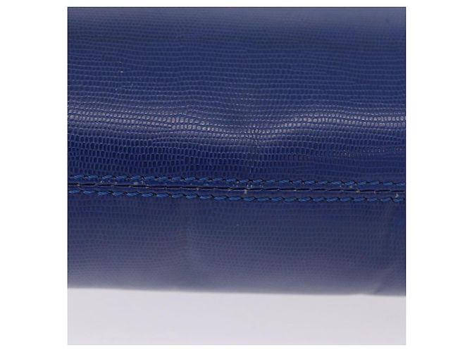 Céline CELINE Circle Schultertasche aus Leder Blau Goldfarben Auth BA14777 - Ansicht 10