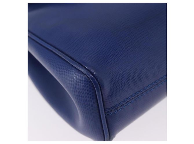 Céline CELINE Circle Schultertasche aus Leder Blau Goldfarben Auth BA14777 - Ansicht 11