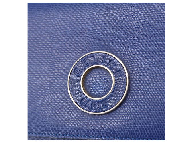 Céline CELINE Circle Schultertasche aus Leder Blau Goldfarben Auth BA14777 - Ansicht 15