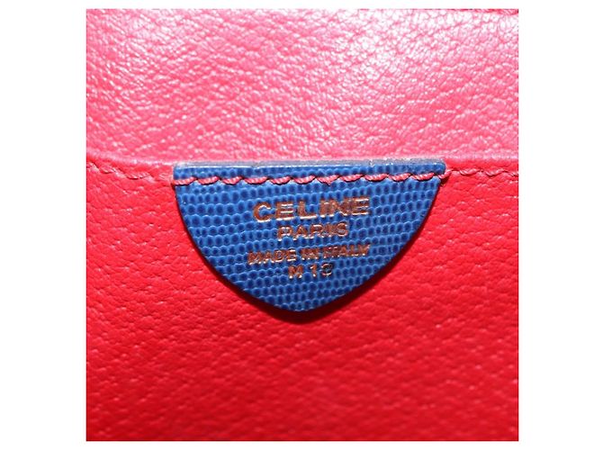Céline CELINE Circle Schultertasche aus Leder Blau Goldfarben Auth BA14777 - Ansicht 17