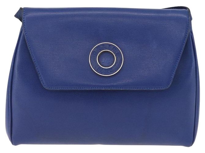 Céline CELINE Circle Schultertasche aus Leder Blau Goldfarben Auth BA14777 - Ansicht 2