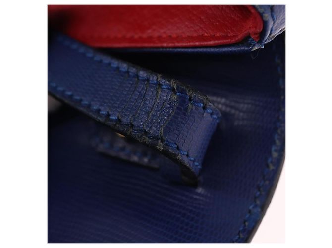 Céline CELINE Circle Schultertasche aus Leder Blau Goldfarben Auth BA14777 - Ansicht 22
