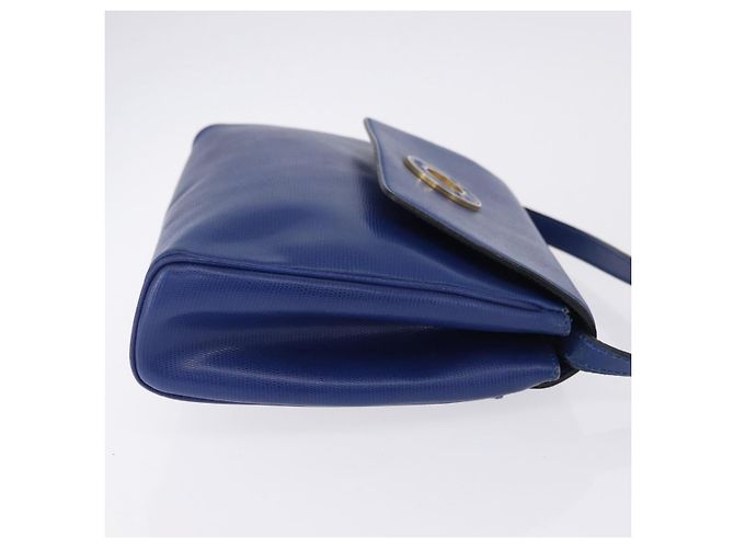 Céline CELINE Circle Schultertasche aus Leder Blau Goldfarben Auth BA14777 - Ansicht 4