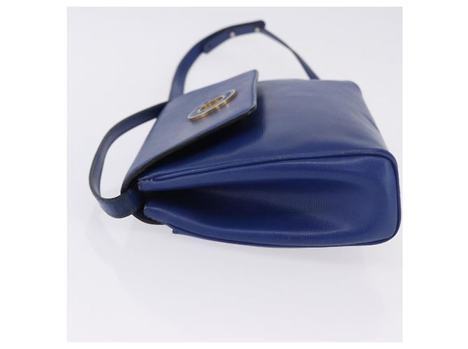 Céline CELINE Circle Schultertasche aus Leder Blau Goldfarben Auth BA14777 - Ansicht 5