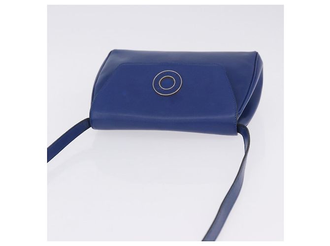 Céline CELINE Circle Schultertasche aus Leder Blau Goldfarben Auth BA14777 - Ansicht 6