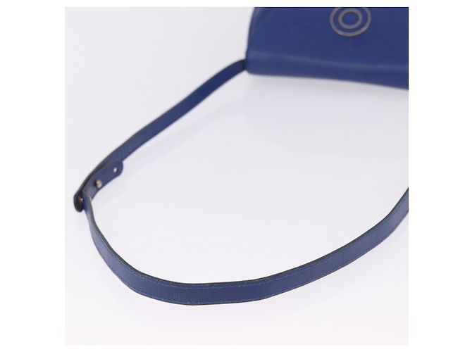 Céline CELINE Circle Schultertasche aus Leder Blau Goldfarben Auth BA14777 - Ansicht 7