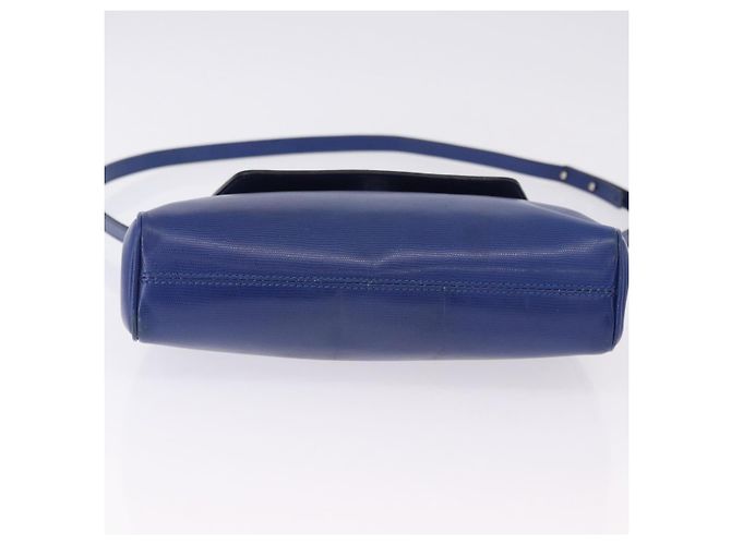 Céline CELINE Circle Schultertasche aus Leder Blau Goldfarben Auth BA14777 - Ansicht 9