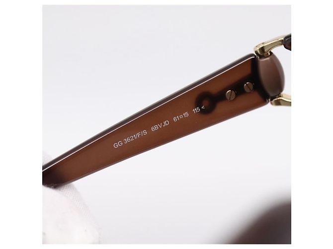 Occhiali da sole GUCCI Horsebit Plastica Marrone Oro Auth 198829A D'oro - vista 12