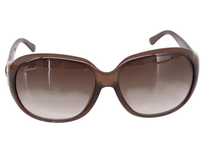 Occhiali da sole GUCCI Horsebit Plastica Marrone Oro Auth 198829A D'oro - vista 2