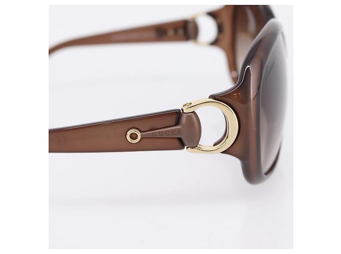 Occhiali da sole GUCCI Horsebit Plastica Marrone Oro Auth 198829A D'oro - vista 5