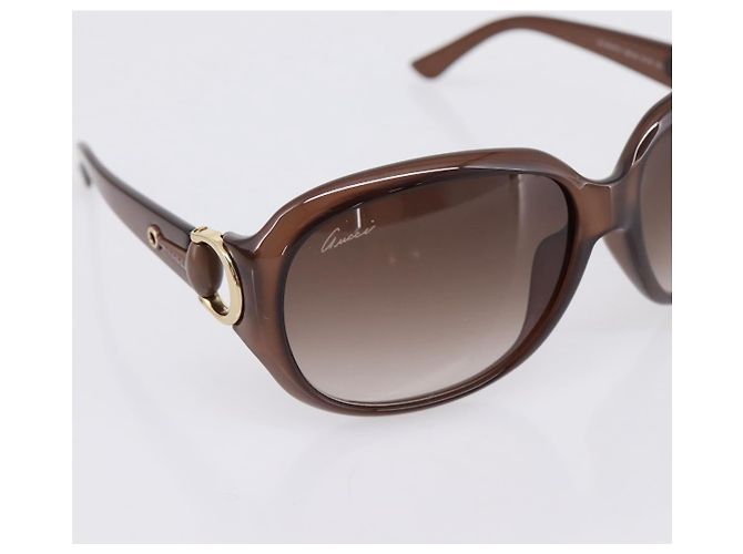 Occhiali da sole GUCCI Horsebit Plastica Marrone Oro Auth 198829A D'oro - vista 8