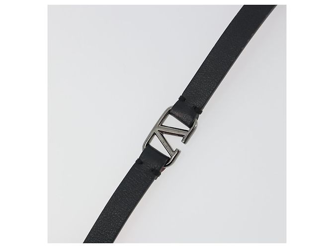 Bracciale VALENTINO Pelle Nero Argento Auth 198840A - vista 10