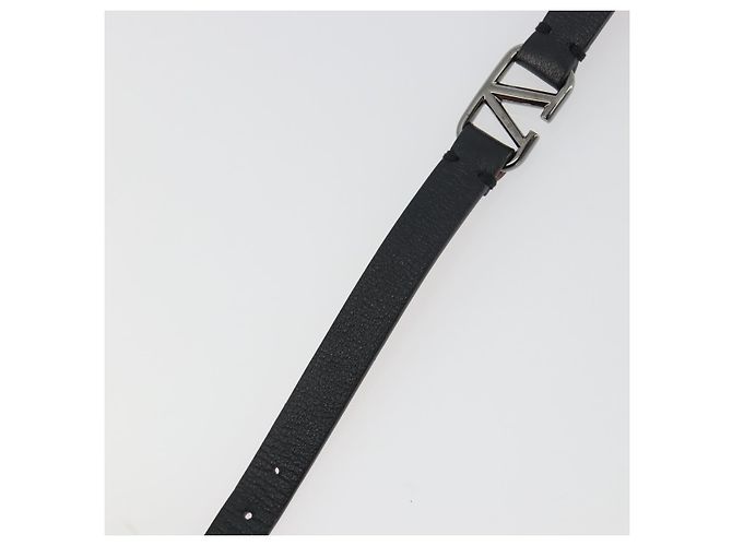 Bracciale VALENTINO Pelle Nero Argento Auth 198840A - vista 11