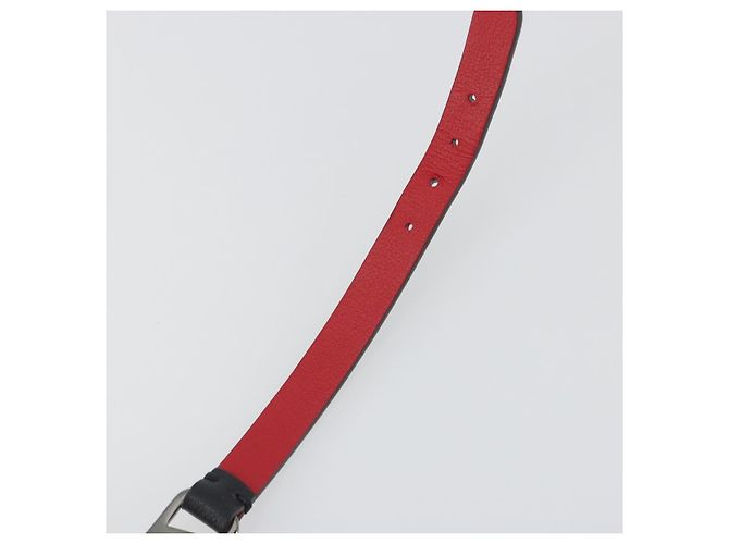 Bracciale VALENTINO Pelle Nero Argento Auth 198840A - vista 14