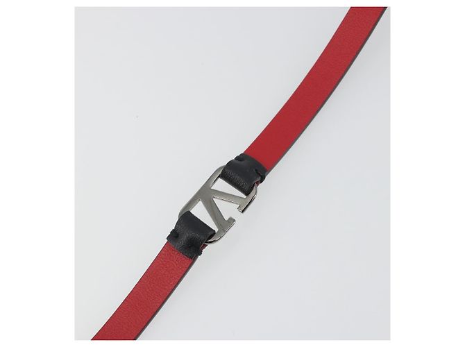 Bracciale VALENTINO Pelle Nero Argento Auth 198840A - vista 15