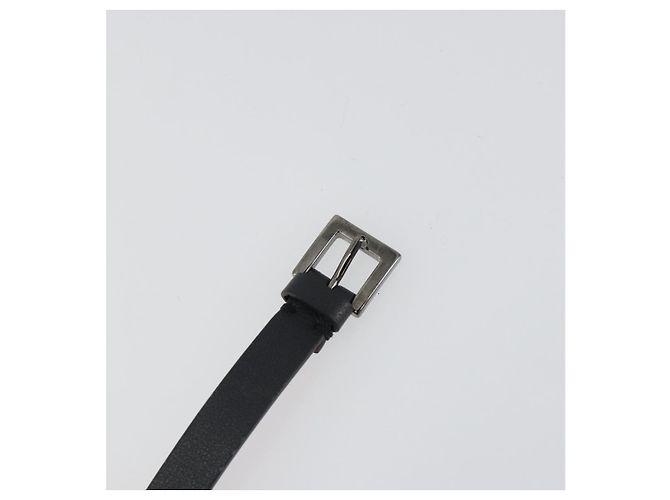 Bracciale VALENTINO Pelle Nero Argento Auth 198840A - vista 8