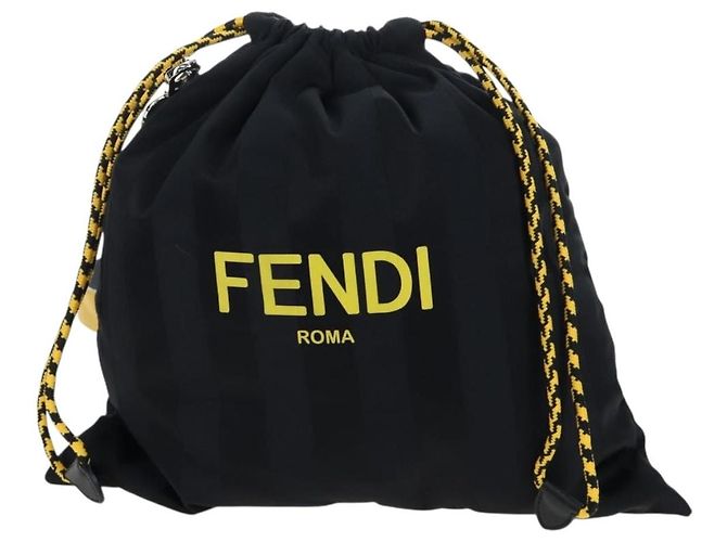 Pequin Borsa a Tracolla FENDI Pecan Canvas Pak Peking Nylon Argento Nero Auth 196280M - vista 13