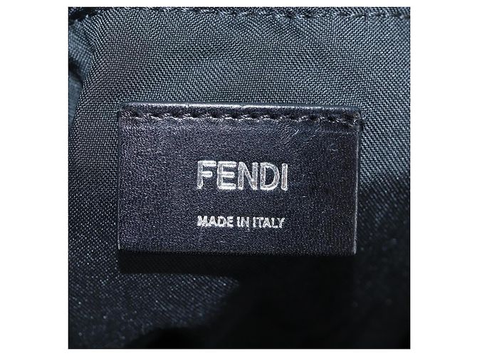 Pequin Borsa a Tracolla FENDI Pecan Canvas Pak Peking Nylon Argento Nero Auth 196280M - vista 21