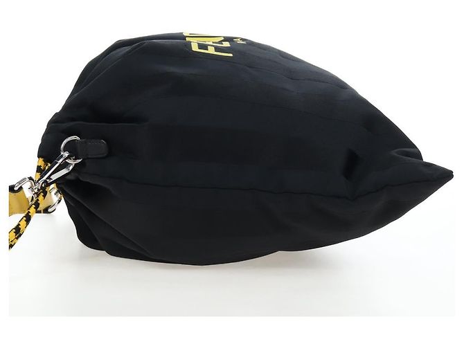 Pequin Borsa a Tracolla FENDI Pecan Canvas Pak Peking Nylon Argento Nero Auth 196280M - vista 3