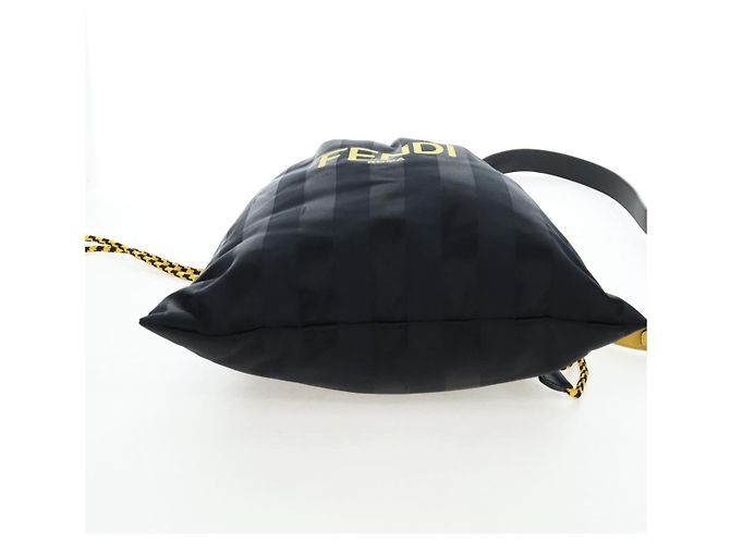 Pequin Borsa a Tracolla FENDI Pecan Canvas Pak Peking Nylon Argento Nero Auth 196280M - vista 5