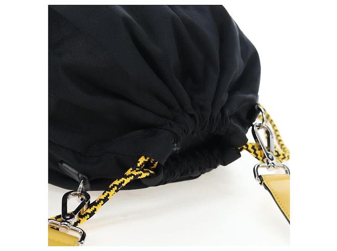 Pequin Borsa a Tracolla FENDI Pecan Canvas Pak Peking Nylon Argento Nero Auth 196280M - vista 6