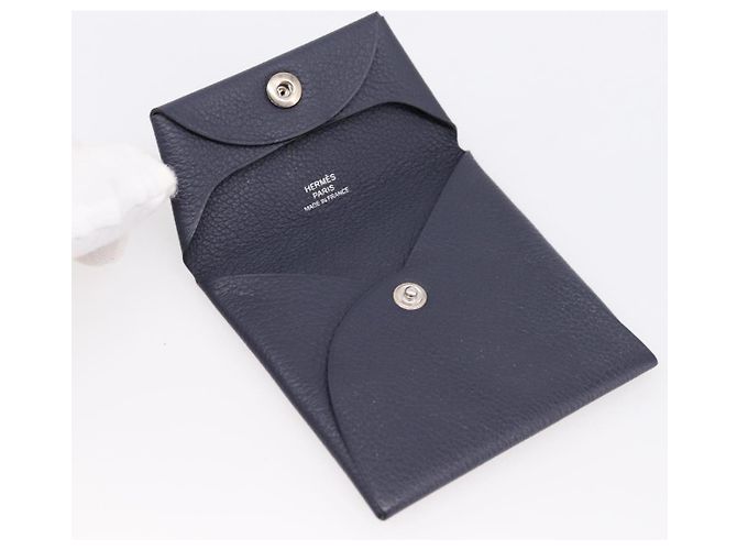 Hermès Monedero HERMES Bastia de cuero Navy Auth 198834V Azul marino - vista 12
