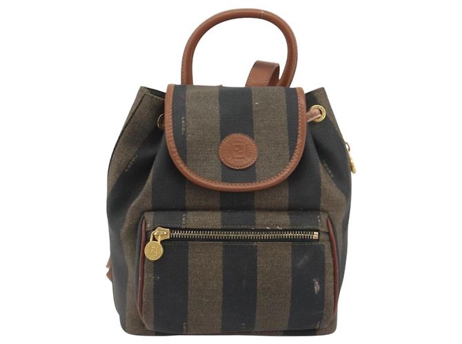 Pequin FENDI Pecan Rucksack PVC Leather Brown Gold Tone Auth 194161 Braun - Ansicht 13