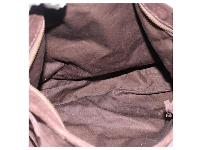 Bolsa de Ombro Miu Miu em Camurça Marrom Tom Dourado Auth am12303V - vista 11