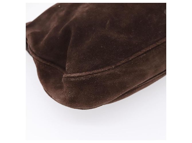 Bolsa de Ombro Miu Miu em Camurça Marrom Tom Dourado Auth am12303V - vista 16
