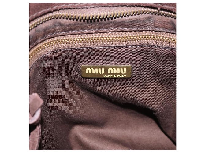 Bolsa de Ombro Miu Miu em Camurça Marrom Tom Dourado Auth am12303V - vista 18