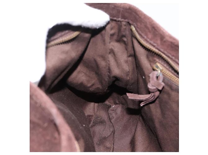 Bolsa de Ombro Miu Miu em Camurça Marrom Tom Dourado Auth am12303V - vista 19