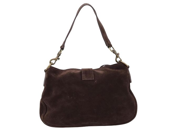 Bolsa de Ombro Miu Miu em Camurça Marrom Tom Dourado Auth am12303V - vista 2