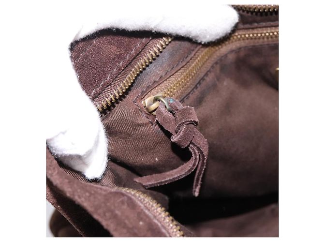 Bolsa de Ombro Miu Miu em Camurça Marrom Tom Dourado Auth am12303V - vista 21