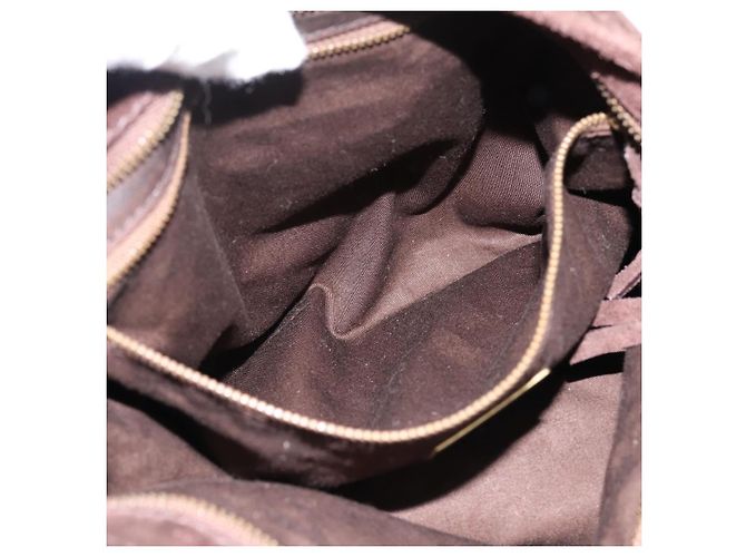 Bolsa de Ombro Miu Miu em Camurça Marrom Tom Dourado Auth am12303V - vista 22