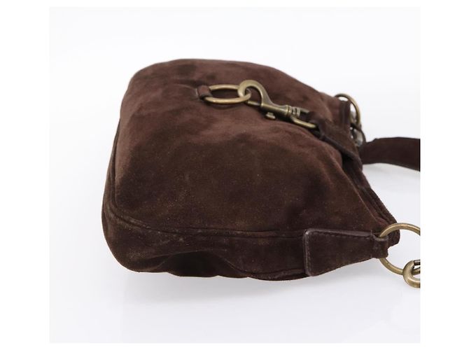 Bolsa de Ombro Miu Miu em Camurça Marrom Tom Dourado Auth am12303V - vista 4
