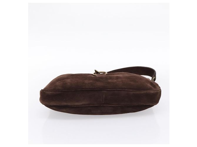 Bolsa de Ombro Miu Miu em Camurça Marrom Tom Dourado Auth am12303V - vista 5