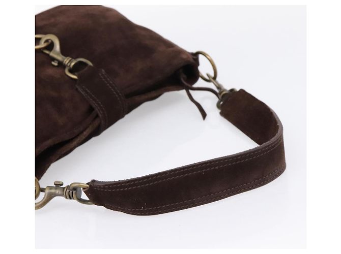 Bolsa de Ombro Miu Miu em Camurça Marrom Tom Dourado Auth am12303V - vista 7