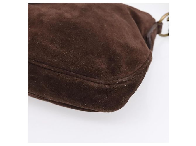 Bolsa de Ombro Miu Miu em Camurça Marrom Tom Dourado Auth am12303V - vista 9
