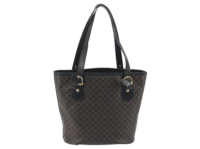 Céline Borsa Tote CELINE Macadam PVC Pelle Nero Tono Oro Auth BA14899 - vista 2