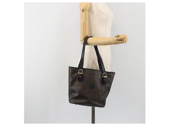 Céline Borsa Tote CELINE Macadam PVC Pelle Nero Tono Oro Auth BA14899 - vista 25