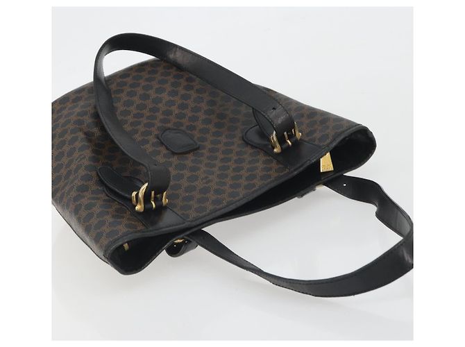 Céline Borsa Tote CELINE Macadam PVC Pelle Nero Tono Oro Auth BA14899 - vista 6