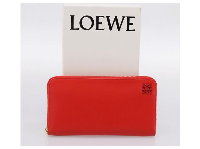 LOEWE Langbeutel aus Leder Rot Gold Auth 198761M Golden - Ansicht 12