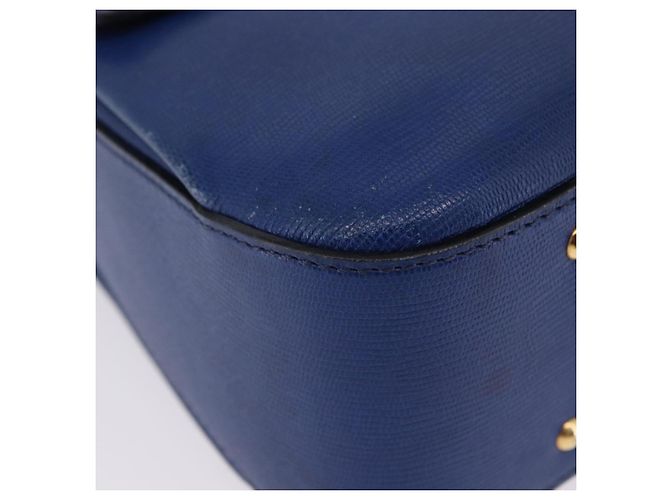 Céline Borsa a mano CELINE Circle in pelle 2way Blu Tono Oro Auth BA14889A - vista 10